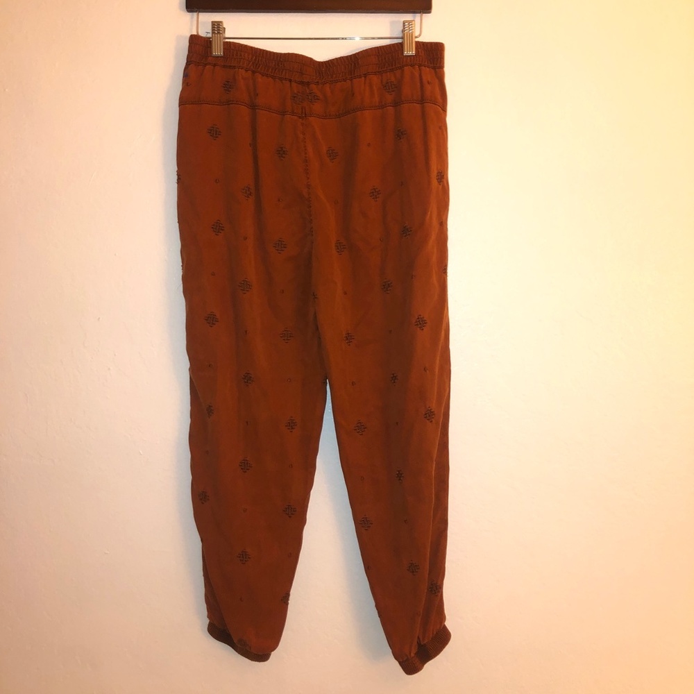 Anthropologie Rowan Embroidered Joggers brown orange (size XS) - Picture 7 of 11